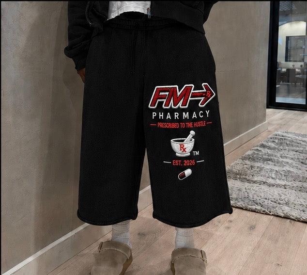 FM Pharmacy Sweat Shorts – Black