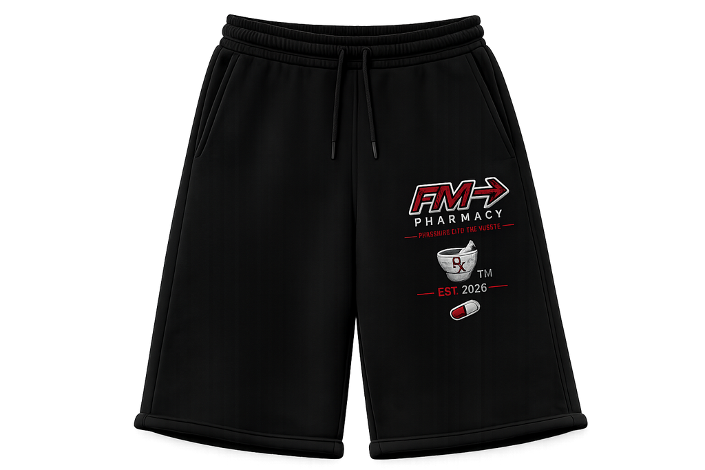 FM Pharmacy Sweat Shorts – Black
