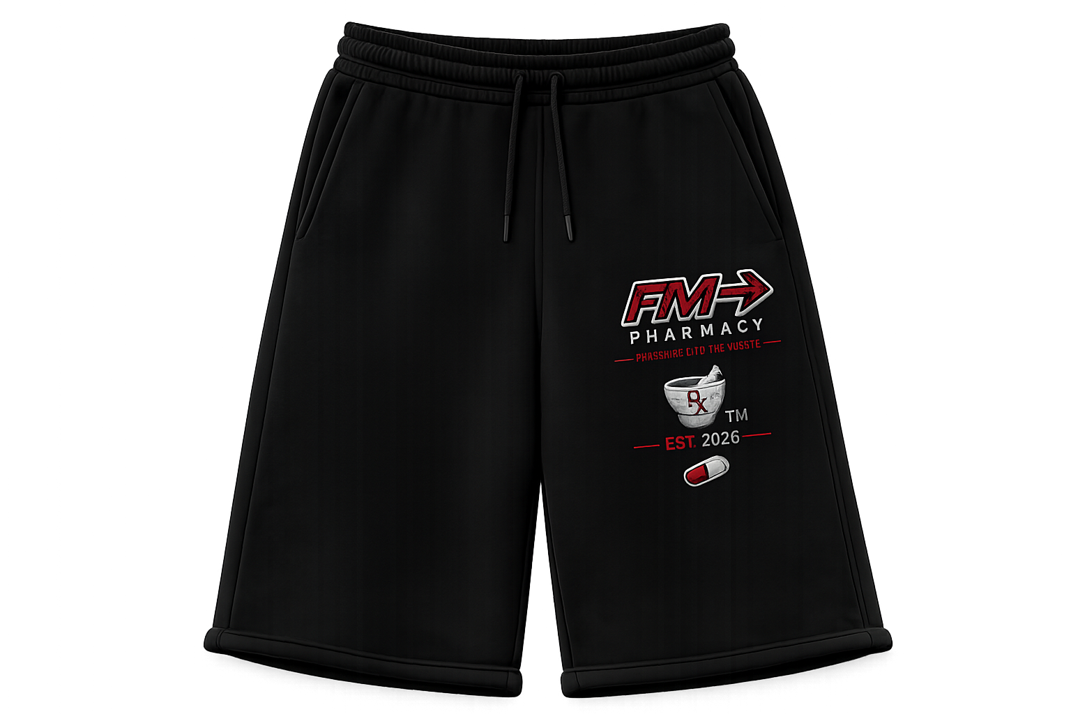FM Pharmacy Sweat Shorts – Black