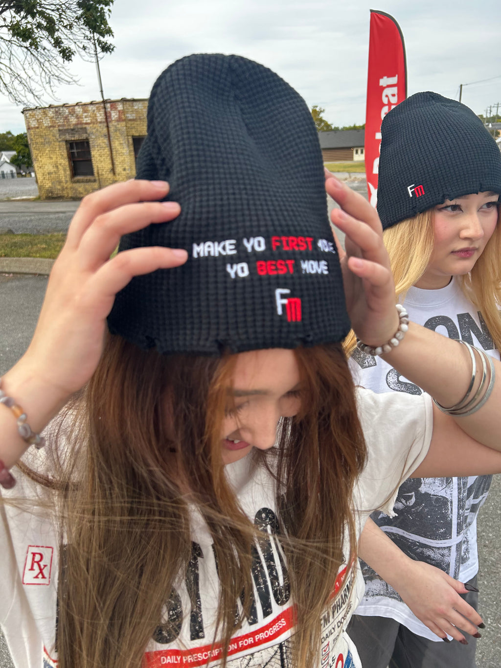 FM Pharmacy Waffle Beanie – Black